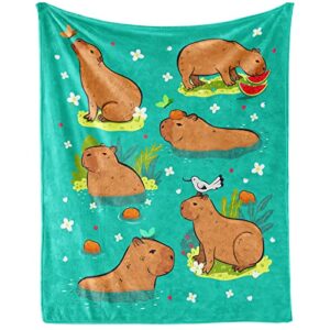 xaocnyx capybara throw blanket for baby - 30x40 inches lap size - soft fluffy cozy blankets gift - green cute blanket throws for couch, work