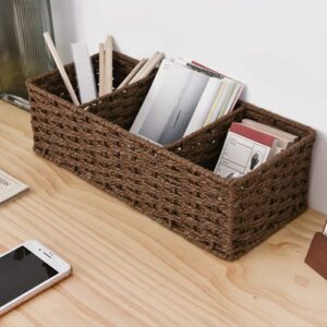 StorageWorks Handwoven Round Paper Rope Storage Baskets