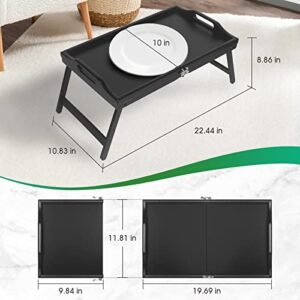 Breakfast Tray Table with Folding Legs Serving Tray (Foldable Black)