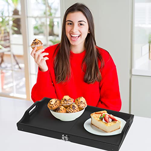 Breakfast Tray Table with Folding Legs Serving Tray (Foldable Black)