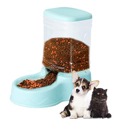 Automatic Cat Feeder Gravity Dog Feeder 1 Gallon Pet Feeder, Self-Dispensing Pet Feeder Bowl for Small and Medium Sized Pets Large Capacity (Green Food Feeder)