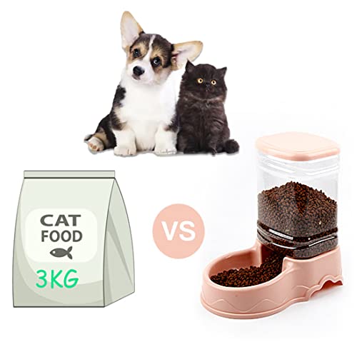 Automatic Cat Feeder Gravity Dog Feeder 1 Gallon Pet Feeder, Self-Dispensing Pet Feeder Bowl for Small and Medium Sized Pets Large Capacity (Green Food Feeder)