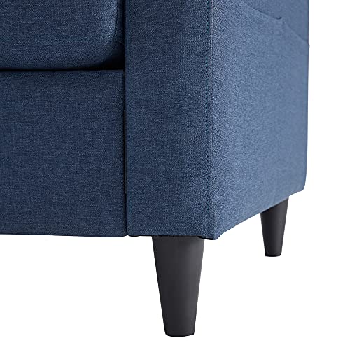 Morhome Sofa with Side Pocket,Convertible Corner Fabric Storage, Sectional Couch for Living Room & Apartment, Blue Linen