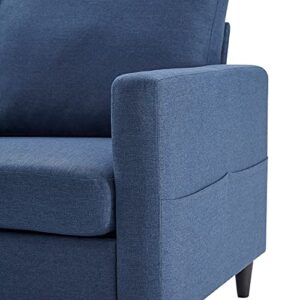 Morhome Sofa with Side Pocket,Convertible Corner Fabric Storage, Sectional Couch for Living Room & Apartment, Blue Linen