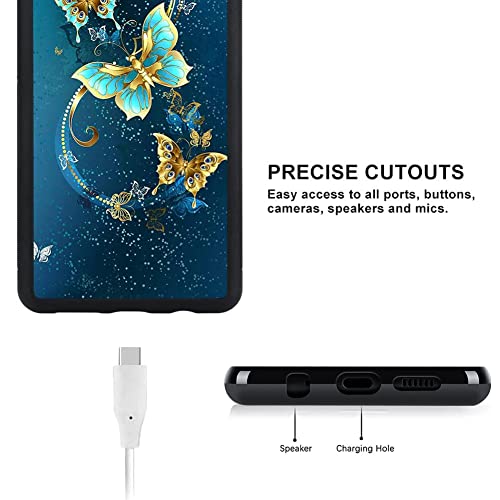 OOK Compatible with Samsung Galaxy A14 Case,[Built in Screen Protector] Anti Slip Shockproof Protective Case for Samsung Galaxy A14 5G Blue Butterfly