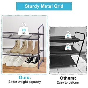 SLEEPING LAMB 2 Tier Metal Long Shoe Rack for Closet and Over The Door Shoe Rack Fit Narrow Door for 12 Pairs Sneakers, Boots, Grey