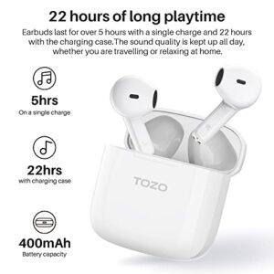 TOZO A3 Wireless Earbuds Bluetooth 5.3 Half in-Ear Lightweight Headsets White & TOZO A3 Protective Silicone Case Red