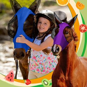 4 Pieces Horse Fly Mask with Ears Protection Horse Mask Smooth Elastic Fly Mask with Sun Protection for Horses (Medium)