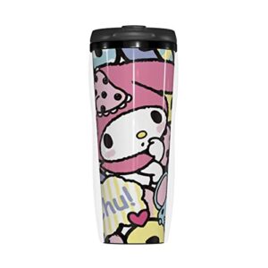 orpjxio coffee cup kuromi anime my melody insulated water bottle double-layer mug tumbler cup with lid 12 oz