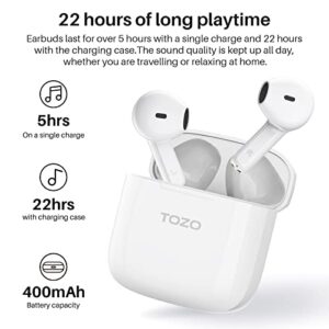 TOZO A3 Wireless Earbuds Bluetooth 5.3 Half in-Ear Lightweight Headsets White & TOZO A3 Protective Silicone Case Blue