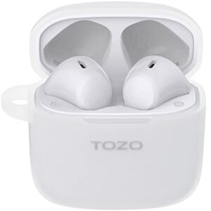 TOZO A3 Wireless Earbuds Bluetooth 5.3 Half in-Ear Lightweight Headsets White & TOZO A3 Protective Silicone Case White