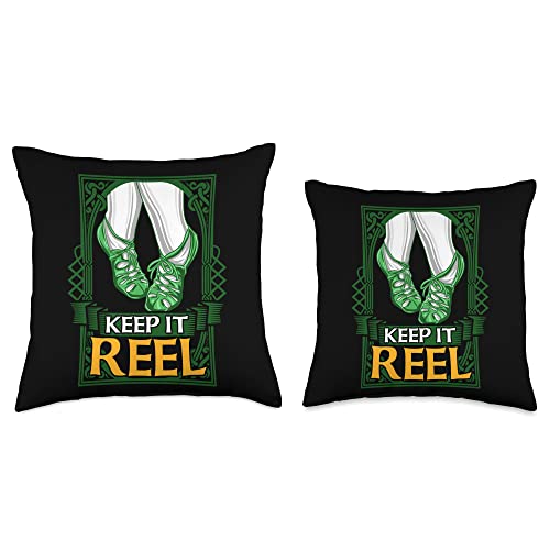 Irish Step Dancing Apparel Keep It Reel Irish Step Folk Dance Stepdance Dancer Throw Pillow, 18x18, Multicolor