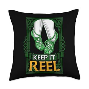 irish step dancing apparel keep it reel irish step folk dance stepdance dancer throw pillow, 18x18, multicolor