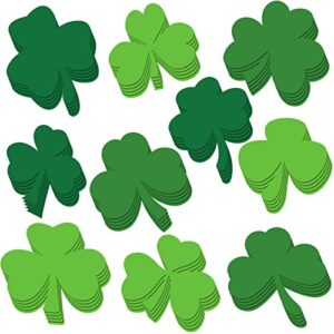 60 Pieces St Patricks Day Cutouts Shamrock Cutouts with Glue Point Green Shamrock Lucky Clover Decoration for St. Patrick 's Day Party Classroom Bulletin Board Decoration Classroom Decor