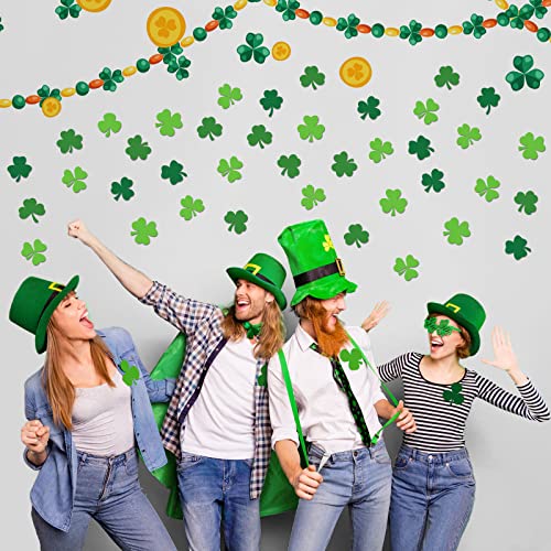 60 Pieces St Patricks Day Cutouts Shamrock Cutouts with Glue Point Green Shamrock Lucky Clover Decoration for St. Patrick 's Day Party Classroom Bulletin Board Decoration Classroom Decor