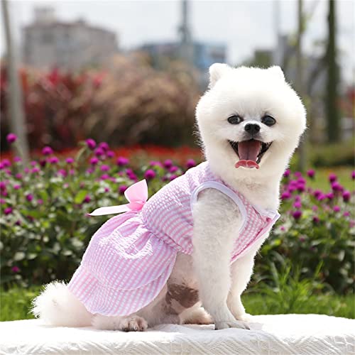 Cute Dog Clothes for Large Dogs Dress Supplies Stripes Skirt Cat Summer Wedding Pet Plaid Dog Bow Dress Autumn Spring Knot Clothes Pet Clothes Christmas Dog Dress