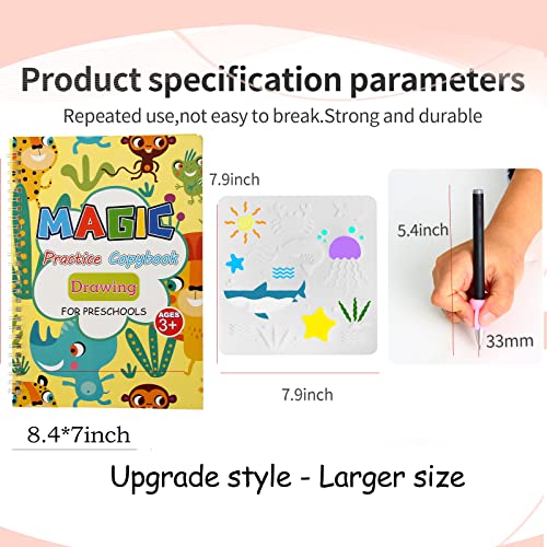 G.Sumiker Large Magic Practice Copybook for Kids,Reusable Handwriting Practice Book for Kids,Grooved Copybook Preschool Perfect for Calligraphy and Early Learning | Ages 3-8"