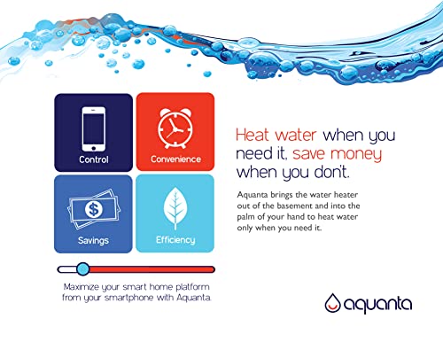 Aquanta Digital Water Heater Timer. Wifi Smart Water Heater Controller. Reduce Electricity Waste. Installs in Minutes, No Plumbing Required. For Electric Water Heater, Leak Sensor Included.