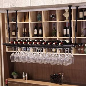 wrought iron hanging cup holder wine glass rack bar counter upside down personality j1111, pibm, black, 120 * 30cm