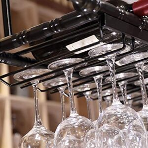 Wrought Iron Hanging Cup Holder Wine Glass Rack Bar Counter Upside Down Personality J1111, PIBM, Black, 120 * 30cm
