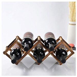 3/5 bottles wood wine rack for countertop living room foldable free standing wine display j1117, pibm, brown, length 45cm