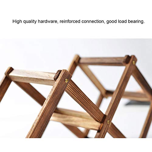 3/5 Bottles Wood Wine Rack for Countertop Living Room Foldable Free Standing Wine Display J1117, PIBM, Brown, Length 45cm