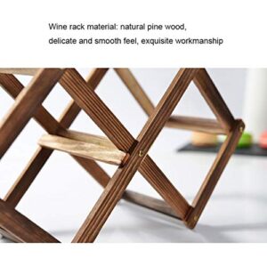 3/5 Bottles Wood Wine Rack for Countertop Living Room Foldable Free Standing Wine Display J1117, PIBM, Brown, Length 45cm