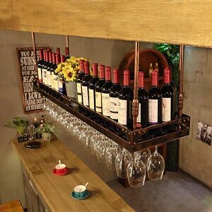 creative simplicity wine rack industrial style creative iron art storage red wine glass holder home decoration j119, pibm, bronze, 60x35cm