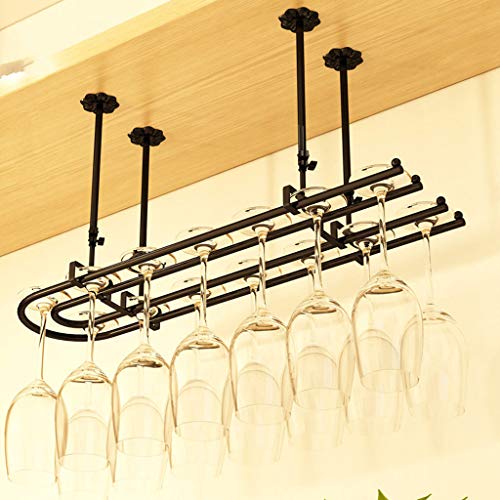 Modern Metal Wine Rack Bar Family Living Room Wine Shelf Hanging Goblet Stand 60/80/100 * 25Cm J1122, PIBM, Black, 60 * 25cm