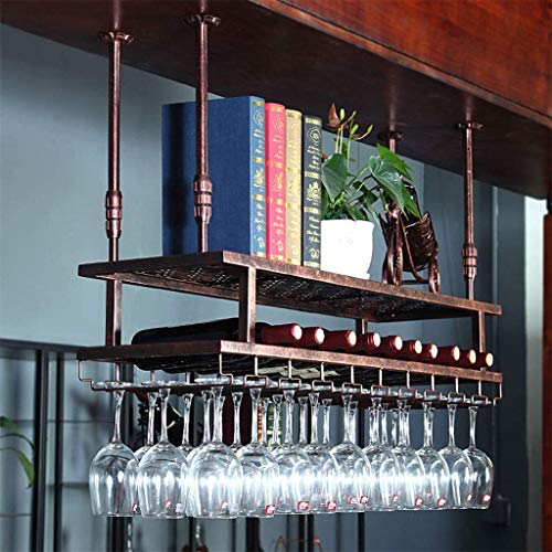 Retro European Wrought Iron Wine Rack Bar Double Creative Simplicity Wall Hanging Wine Cabinet Wine Wine Display Rack Rack Wine Glass Rack J111, PIBM, Bronze, 150 * 30cm