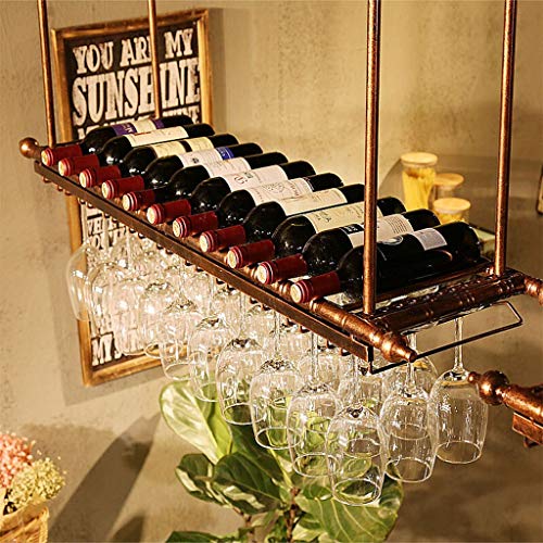 Solid Wood Wine Rack Creative Simplicity Wall Hanging Wine Cabinet Display Rack Upside Down Hanging Goblet Rack Home Hanging Red Wine Glass Rack J111, PIBM, Bronze, 80 * 30cm