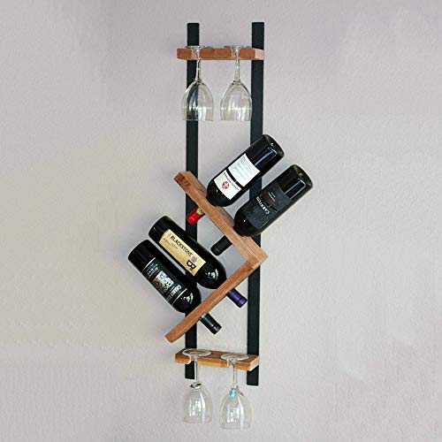 Iron Wood Creative Simplicity Wall Hanging Wine Rack | Simple Goblet Storage Rack Creative Simplicity Wall Creative Simplicity Wall Wine Rack | Nordic Hanging Bottle Rack 25X12.5X95Cm J1015, PIBM