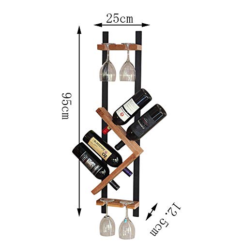 Iron Wood Creative Simplicity Wall Hanging Wine Rack | Simple Goblet Storage Rack Creative Simplicity Wall Creative Simplicity Wall Wine Rack | Nordic Hanging Bottle Rack 25X12.5X95Cm J1015, PIBM