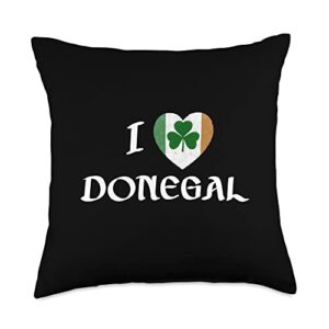 irish towns cities counties home town nostalgia i love donegal ireland eire flag heart shamrock irish throw pillow, 18x18, multicolor