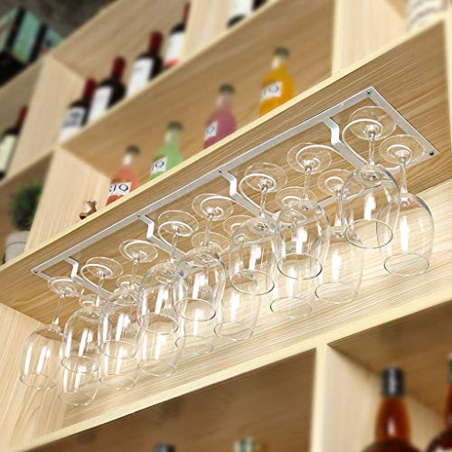 Wine Glass Rack Goblet Upside Down Home Cabinet Bar Hanging Wrought Iron Multi-Size J1124, PIBM, White, 44cm*19cm