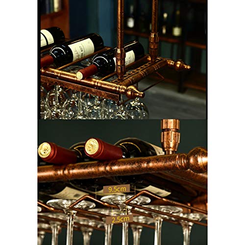 European Style Suspension Wine Glass Rack|Wine Rack|Ceiling|Wine Bottle Rack Bar|Restaurant|Bar Counter|Goblet Holder Adjustable J1015, PIBM, Black, L120×W30cm