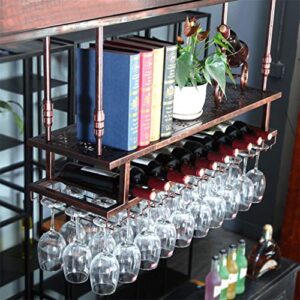 Wine Glass Rack Upside Down Home European Creative Goblet Rack Bar Table Simple Decoration Hanging Grape Wine Rack J1114, PIBM, Bronze, 120 * 30cm