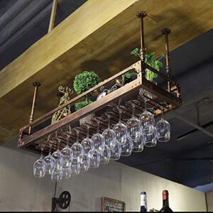 European Hanging Red Wine Glass Rack Upside Down Wine Rack Bar Wrought Iron Goblet Rack Creative Wine Cabinet Decoration Hanger J1031, PIBM, Bronze, 80 * 35cm