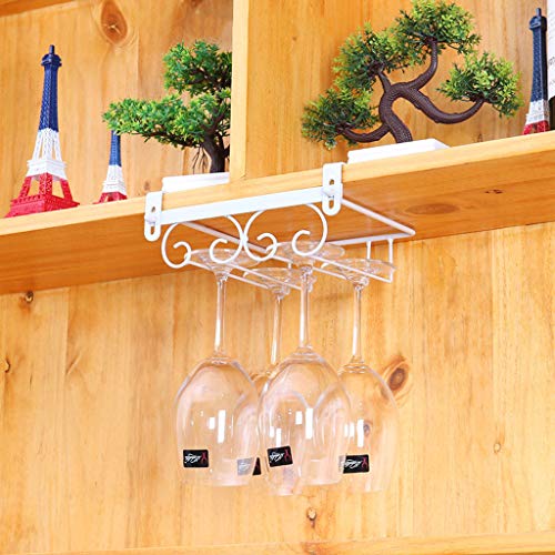 Wine Cup Rack Creative Simplicity Wall Cabinet Hanging Wrought Iron Decoration Stemware Holder J1117, PIBM, White, 45 * 20cm