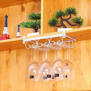 Wine Cup Rack Creative Simplicity Wall Cabinet Hanging Wrought Iron Decoration Stemware Holder J1117, PIBM, White, 45 * 20cm