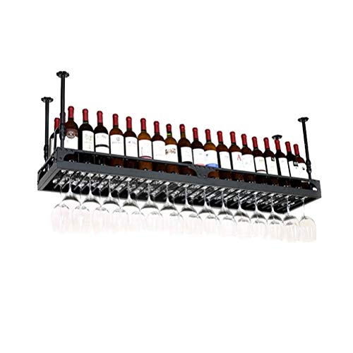 Retro Industrial Style Wine Rack Iron Art Storage Red Wine Glass Holder Household Suspension Decoration J115, PIBM, Black, 60x35cm