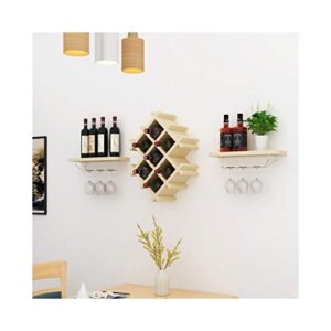 wooden wine rack creative simplicity wall-mounted rhombic storage stand multi-layer display shelf upside down decor j115, pibm, oak