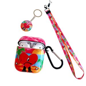 with fashion kawaii lanyard keychain，cute interesting soft tpu airpod 1/2 case，suitable man women girl airpod case