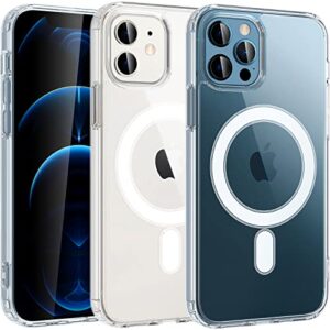 megalucky for iphone 12 & 12 pro clear case with magsafe, strong magnetic shockproof slim thin phone cover - clear