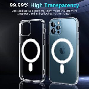 Megalucky for iPhone 12 & 12 Pro Clear Case with Magsafe, Strong Magnetic Shockproof Slim Thin Phone Cover - Clear