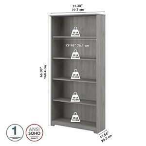 Bush Furniture Cabot Tall 5 Shelf Bookcase in Modern Gray