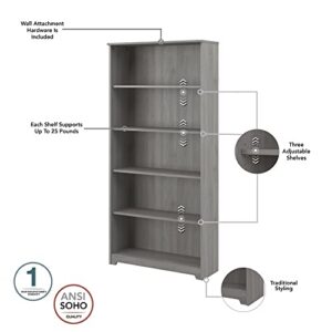 Bush Furniture Cabot Tall 5 Shelf Bookcase in Modern Gray