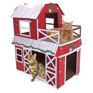 kitty city barn double decker scratch house, cat scratcher