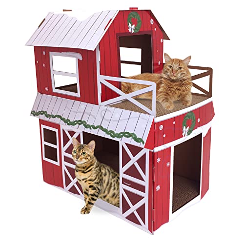 Kitty City Barn Double Decker Scratch House, Cat Scratcher