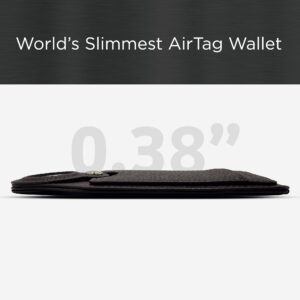 Encased Worlds Slimmest Airtag Wallet for Men, Ultra-thin Super Slim Profile (Deep Grain) PU Leather Card Holder Compatible with Apple AirTag, Black